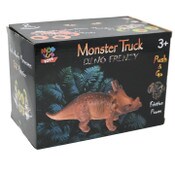 Wholesale - Monster Truck Dinosaur Set - 2 Dino Trucks + 2 Realistic Dinosaurs w/Lights & Roaring Sounds - Friction Push & Go C/P 24, UPC: 738246424884